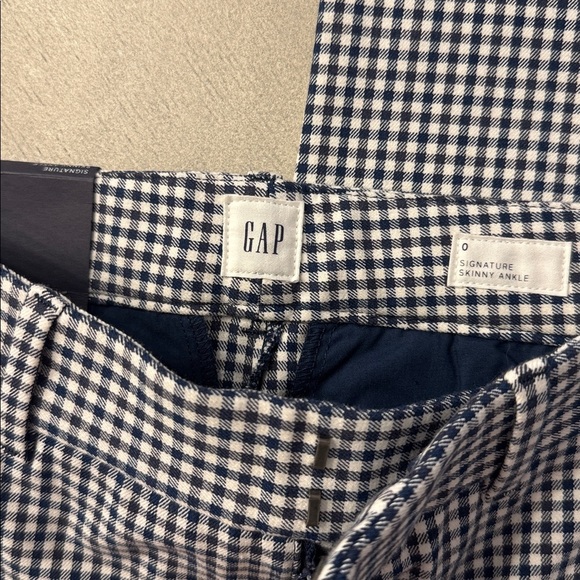 GAP Navy and White Gingham Skinny Ankle Pants - Picture 3 of 6